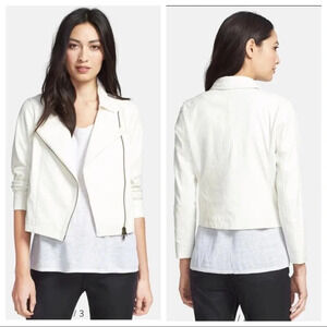 Eileen Fisher Lamb Leather Moto Jacket Sz S